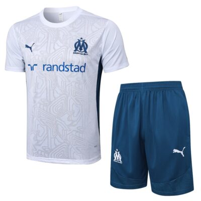 Olympique Marseille 2024 2025 White Soccer Jersey Shorts Set