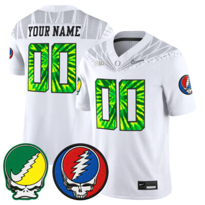 Oregon Ducks 2025 'Grateful Ducks x Grateful Dead' Vapor Limited Custom Jersey - White