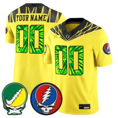 Oregon Ducks 2025 'Grateful Ducks x Grateful Dead' Vapor Limited Custom Jersey - Yellow