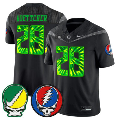 Oregon Ducks 2025 'Grateful Ducks x Grateful Dead' Vapor Limited Jersey - Black / Bryce Boettcher