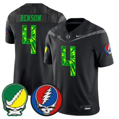Oregon Ducks 2025 'Grateful Ducks x Grateful Dead' Vapor Limited Jersey - Black / Malik Benson
