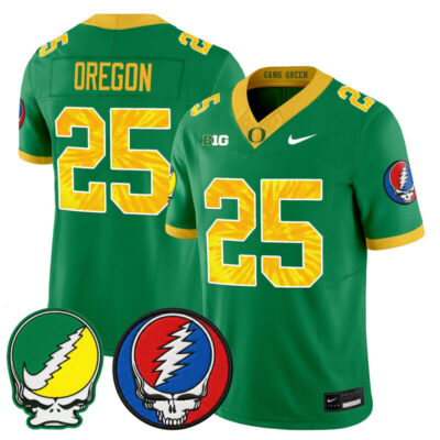 Oregon Ducks 2025 'Grateful Ducks x Grateful Dead' Vapor Limited Jersey - Green / #25 Oregon