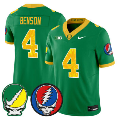 Oregon Ducks 2025 'Grateful Ducks x Grateful Dead' Vapor Limited Jersey - Green / Malik Benson