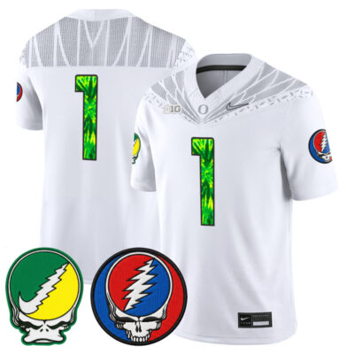 Oregon Ducks 2025 'Grateful Ducks x Grateful Dead' Vapor Limited Jersey - White / #1 Team