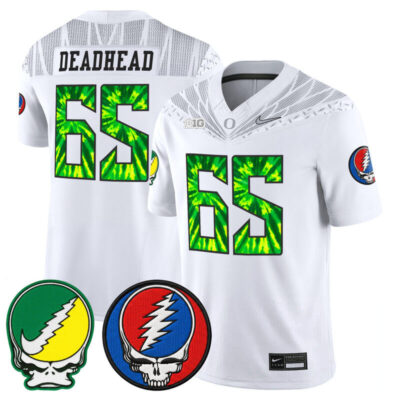Oregon Ducks 2025 'Grateful Ducks x Grateful Dead' Vapor Limited Jersey - White / 1965 Deadhead