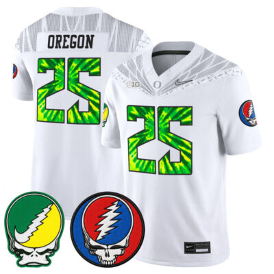 Oregon Ducks 2025 'Grateful Ducks x Grateful Dead' Vapor Limited Jersey - White / #25 Oregon