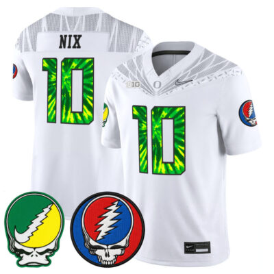 Oregon Ducks 2025 'Grateful Ducks x Grateful Dead' Vapor Limited Jersey - White / Bo Nix