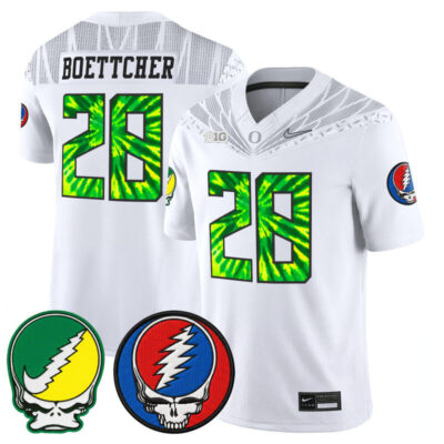 Oregon Ducks 2025 'Grateful Ducks x Grateful Dead' Vapor Limited Jersey - White / Bryce Boettcher