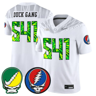Oregon Ducks 2025 'Grateful Ducks x Grateful Dead' Vapor Limited Jersey - White / Duck Gang 541
