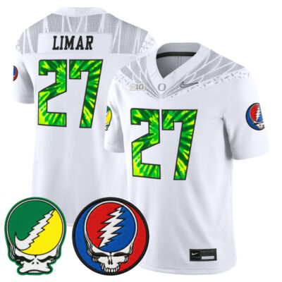 Oregon Ducks 2025 'Grateful Ducks x Grateful Dead' Vapor Limited Jersey - White / Jayden Limar