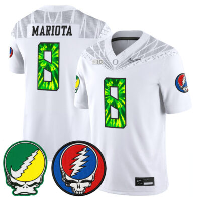 Oregon Ducks 2025 'Grateful Ducks x Grateful Dead' Vapor Limited Jersey - White / Marcus Mariota