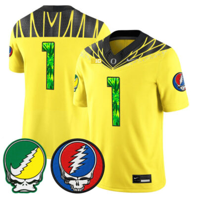 Oregon Ducks 2025 'Grateful Ducks x Grateful Dead' Vapor Limited Jersey - Yellow / #1 Team