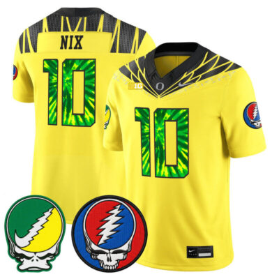 Oregon Ducks 2025 'Grateful Ducks x Grateful Dead' Vapor Limited Jersey - Yellow / Bo Nix