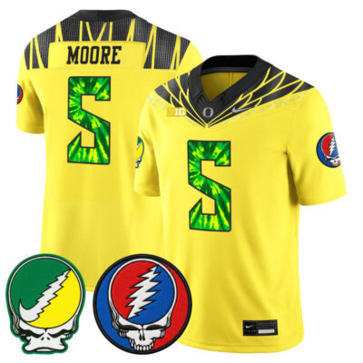 Oregon Ducks 2025 'Grateful Ducks x Grateful Dead' Vapor Limited Jersey - Yellow / Dante Moore