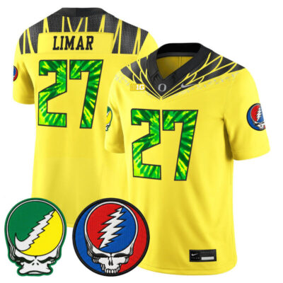Oregon Ducks 2025 'Grateful Ducks x Grateful Dead' Vapor Limited Jersey - Yellow / Jayden Limar