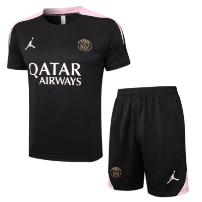 PSG 2024 2025 Black Pink Soccer Jersey Shorts Set