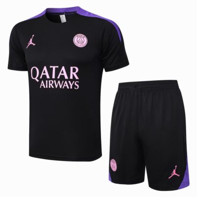 PSG 2024 2025 Black Purple Soccer Jersey Shorts Set