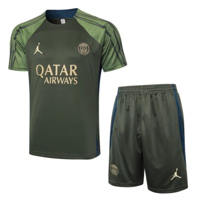 PSG 2024 2025 Dark Green Soccer Jersey Shorts Set