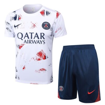 PSG 2024 2025 White Soccer Jersey Shorts Set