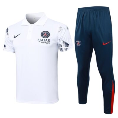 PSG Polo + Pants 2024 2025 Bright White Training Tracksuit