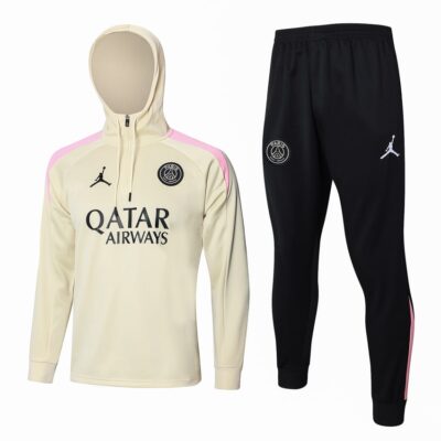 PSG Sweatshirt 2024 2025 Beige Hooded Tracksuit