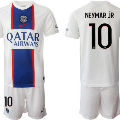 Paris Saint-Germain #10 Neymar Jr 2023 White Away Soccer Jersey Suit