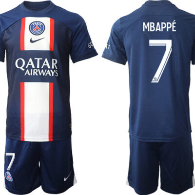 Paris Saint-Germain #7 Mbappe 2023 Navy Home Soccer Jersey Suit