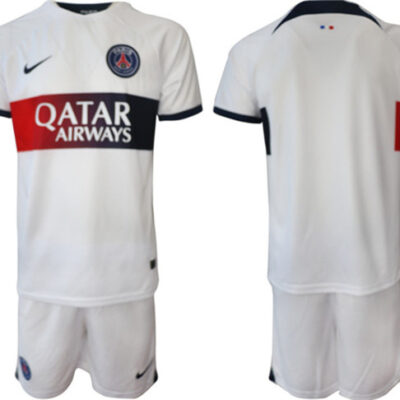Paris Saint-Germain Custom 2023/24 White Away Soccer Jersey Suit