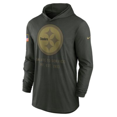 Alternative view of Pittsburgh Steelers 2025 Salute to Service Sideline Dri-FIT Lightweight Hooded Pullover - Forest Green