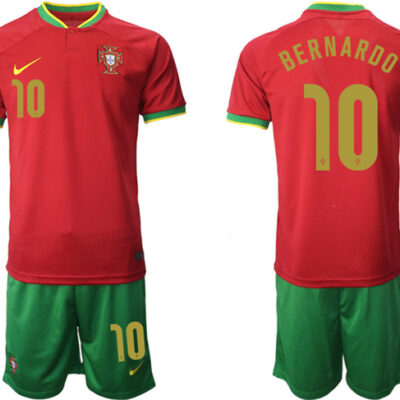 Portugal #10 Bernardo Red Home Soccer Jersey Suit