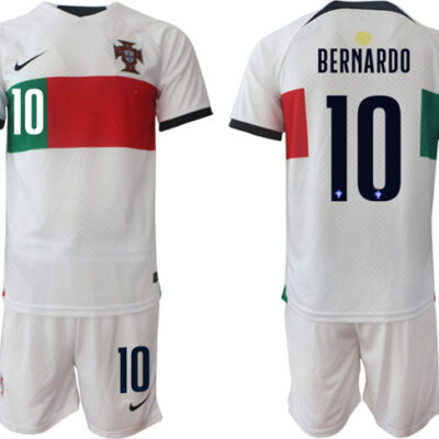 Portugal #10 Bernardo White Away Soccer Jersey Suit