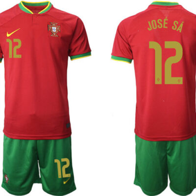 Portugal #12 Jose Sa Red Home Soccer Jersey Suit