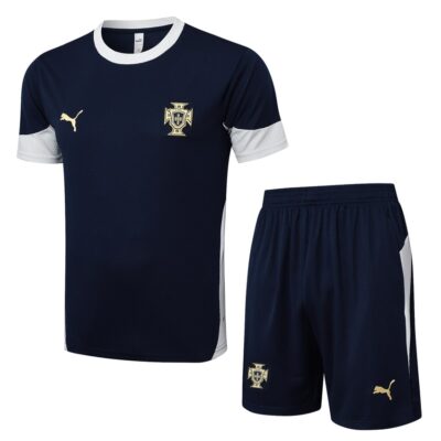Portugal 2024 2025 Dark Blue Soccer Jersey Shorts Set
