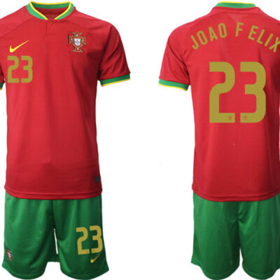 Portugal #23 Joao f elix Red Home Soccer Jersey Suit