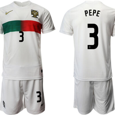 Portugal #3 Pepe White Away Soccer Jersey Suit 001