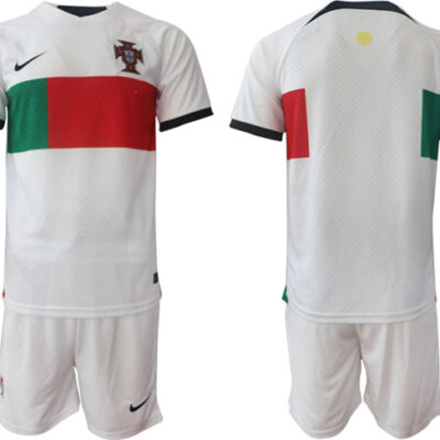 Portugal Blank White Away Soccer Jersey Suit