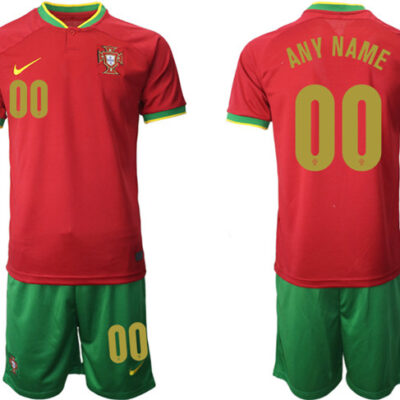 Portugal Custom Red Home Soccer Jersey Suit