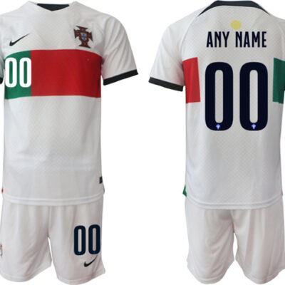 Portugal Custom White Away Soccer Jersey Suit