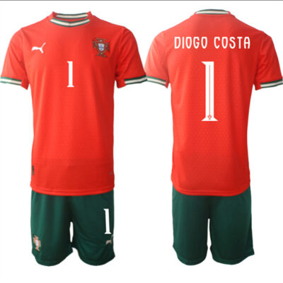 Portugal Team #1 Diogo Costa 2025 Red Home Soccer Jersey Suit