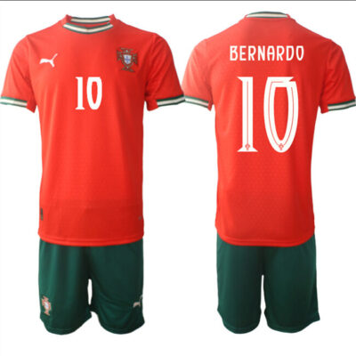 Portugal Team #10 Bernardo 2025 Red Home Soccer Jersey Suit