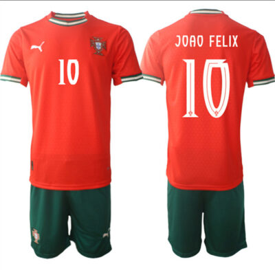 Portugal Team #10 JoAo Felix 2025 Red Home Soccer Jersey Suit