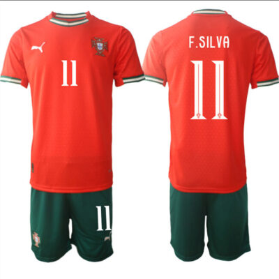 Portugal Team #11 Fabio Silva 2025 Red Home Soccer Jersey Suit