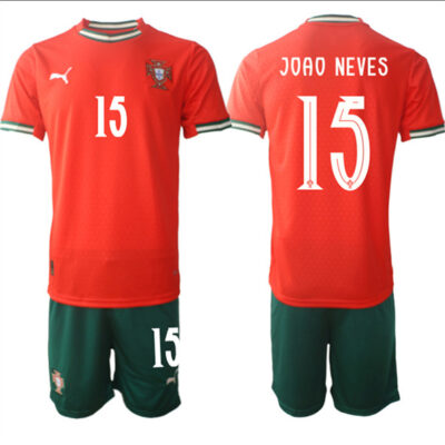 Portugal Team #15 JoAo Neves 2025 Red Home Soccer Jersey Suit