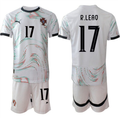 Portugal Team #17 Rafael LeAo 2025 White Away Soccer Jersey Suit