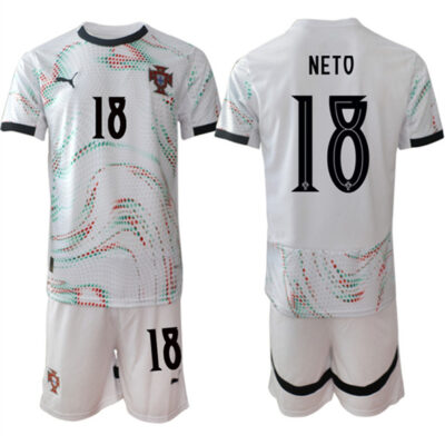 Portugal Team #18 Pedro Neto 2025 White Away Soccer Jersey Suit
