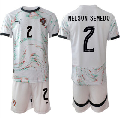 Portugal Team #2 Nelson Semedo 2025 White Away Soccer Jersey Suit