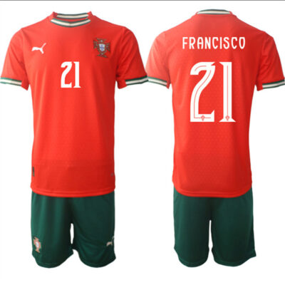 Portugal Team #21 Francisco 2025 Red Home Soccer Jersey Suit