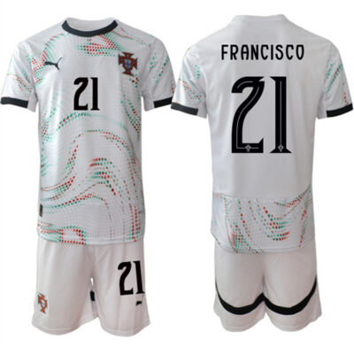 Portugal Team #21 Francisco 2025 White Away Soccer Jersey Suit