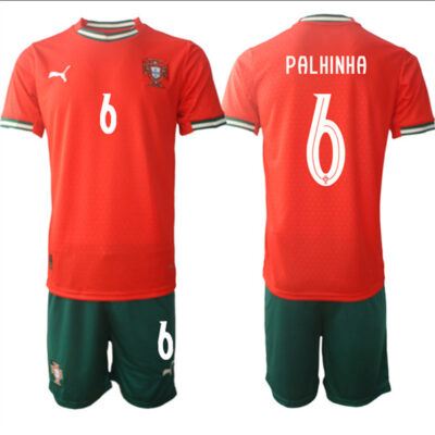 Portugal Team #6 JoAo Palhinha 2025 Red Home Soccer Jersey Suit