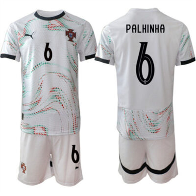 Portugal Team #6 JoAo Palhinha 2025 White Away Soccer Jersey Suit